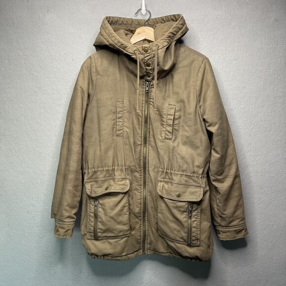 RVCA Women's Brown Nature x Industry Hooded Jacket XS Cotton - Picture 1 of 11